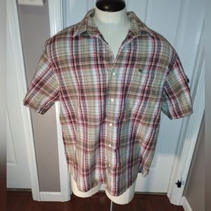 MEN'S Nautica Plaid Button Down Short Sleeve Shirt Sz XL